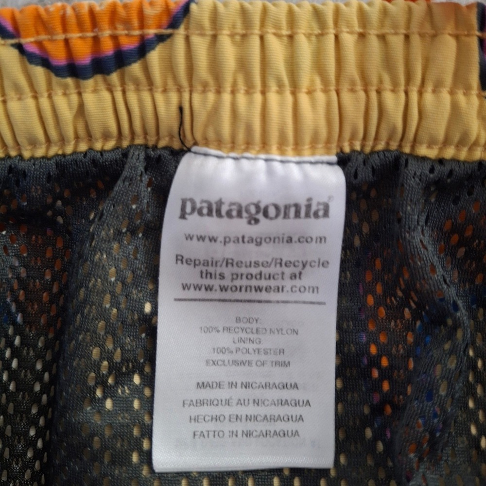 Patagonia Baggies Shorts Mens Small Yellow Melon Slice orange Drawstring - Picture 5 of 11